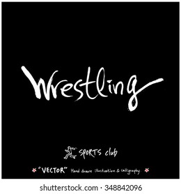 Sports poster calligraphy & illustration - hand drawn in vector / sport background