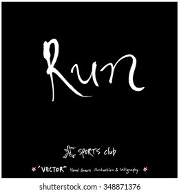 Sports poster calligraphy & illustration - hand drawn in vector / sport background