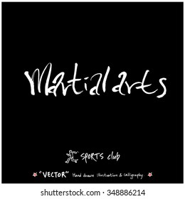 Sports poster calligraphy & illustration - hand drawn in vector / sport background