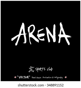 Sports poster calligraphy & illustration - hand drawn in vector / sport background