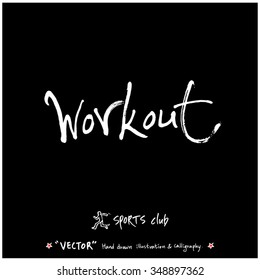 Sports poster calligraphy & illustration - hand drawn in vector / sport background