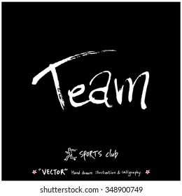 Sports poster calligraphy & illustration - hand drawn in vector / sport background