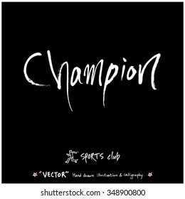 Sports poster calligraphy & illustration - hand drawn in vector / sport background