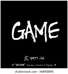 Sports poster calligraphy & illustration - hand drawn in vector / sport background