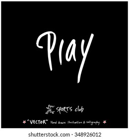 Sports poster calligraphy & illustration - hand drawn in vector / sport background