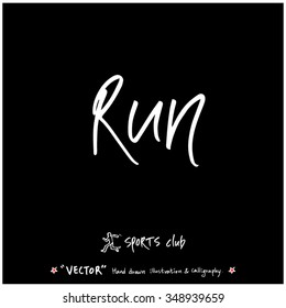 Sports poster calligraphy & illustration - hand drawn in vector / sport background