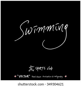 Sports poster calligraphy & illustration - hand drawn in vector / sport background