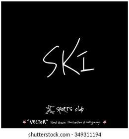 Sports poster calligraphy & illustration - hand drawn in vector / sport background