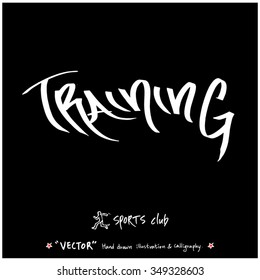 Sports poster calligraphy & illustration - hand drawn in vector / sport background