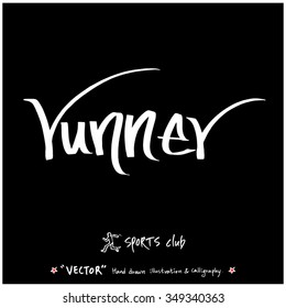 Sports poster calligraphy & illustration - hand drawn in vector / sport background