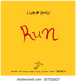 Sports poster calligraphy & illustration - vector / sport background