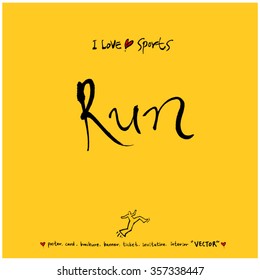 Sports poster calligraphy & illustration - vector / sport background