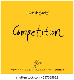 Sports poster calligraphy & illustration - vector / sport background