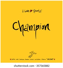 Sports poster calligraphy & illustration - vector / sport background