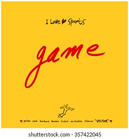 Sports poster calligraphy & illustration - vector / sport background