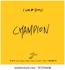 Sports poster calligraphy & illustration - vector / sport background