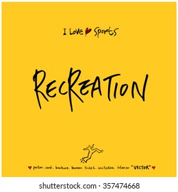 Sports poster calligraphy & illustration - vector / sport background