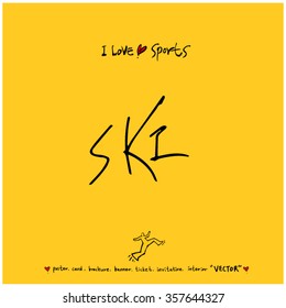 Sports poster calligraphy & illustration - vector / sport background