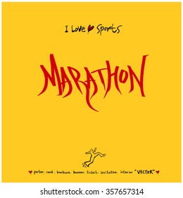 Sports poster calligraphy & illustration - vector / sport background