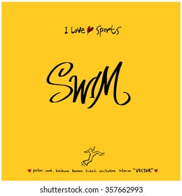 Sports poster calligraphy & illustration - vector / sport background