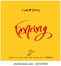 Sports poster calligraphy & illustration - vector / sport background