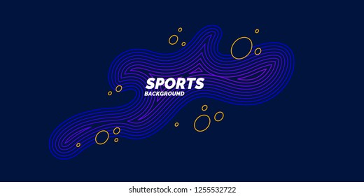 Sports poster with dynamic waves. Vector illustration minimal flat style