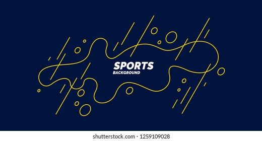 Sports poster with dynamic waves. Vector illustration minimal flat style