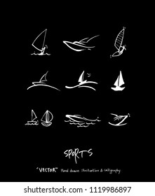 Sports poster illustration - hand drawn in vector / sport background