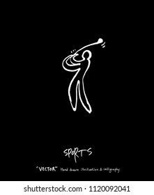 Sports poster illustration - hand drawn in vector / sport background