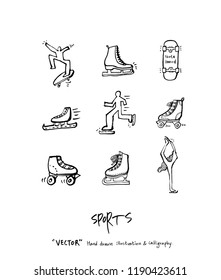 Sports poster illustration - hand drawn in vector / sport background