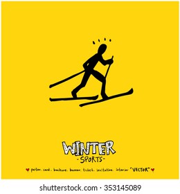 Sports poster illustration - hand drawn in vector / sport background