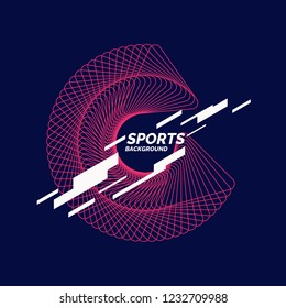 Sports poster. Vector abstract background with dynamic waves, line and particles. Illustration suitable for design