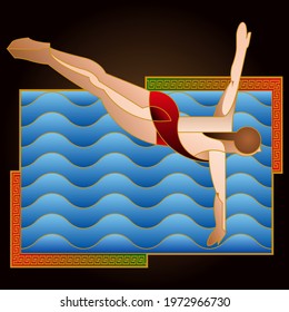 Sports posters, banners or flyers, creative illustrations of athletes, weightlifters, martial artists, swimmers and others. Made with colorful abstract designs.