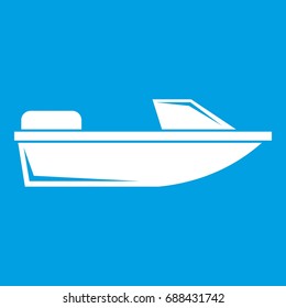 Sports powerboat icon white isolated on blue background vector illustration