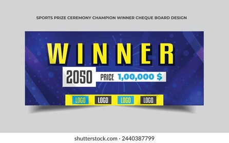 Sports Prize ceremony Champion winner cheque Board Design 