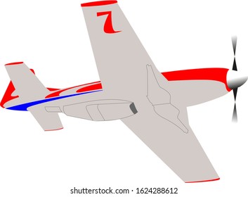 Sports propeller-driven airplane on a white background.