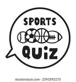 Sports quiz. Speech bubble design. Illustration on white background.