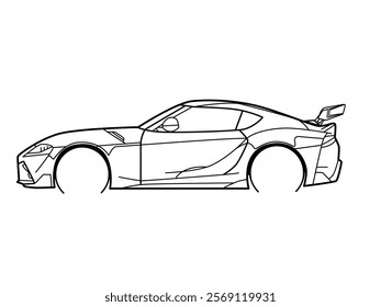 Sports racing car line art illustration