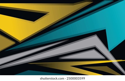 Sports racing decals background, blue, yellow and gray with beautiful gradations.