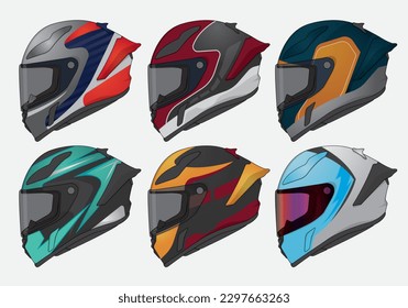 Sports racing helmet template vector design