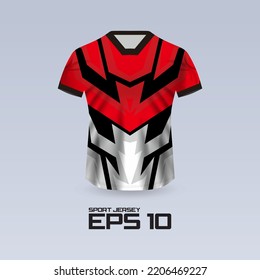 Sports racing jersey design. T-shirt design Front view Template for team uniform. Sports design for football, racing, jersey games. Vector.