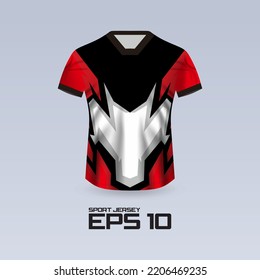 Sports racing jersey design. T-shirt design Front view Template for team uniform. Sports design for football, racing, jersey games. Vector.