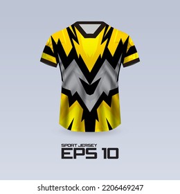 Sports racing jersey design. T-shirt design Front view Template for team uniform. Sports design for football, racing, jersey games. Vector.