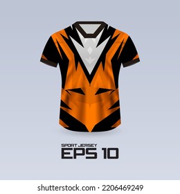 Sports racing jersey design. T-shirt design Front view Template for team uniform. Sports design for football, racing, jersey games. Vector.