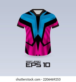 Sports racing jersey design. T-shirt design Front view Template for team uniform. Sports design for football, racing, jersey games. Vector.