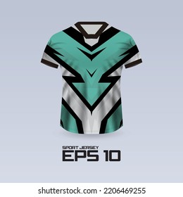 Sports racing jersey design. T-shirt design Front view Template for team uniform. Sports design for football, racing, jersey games. Vector.