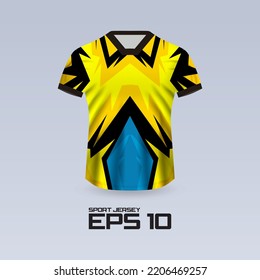 Sports racing jersey design. T-shirt design Front view Template for team uniform. Sports design for football, racing, jersey games. Vector.