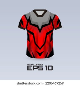 Sports racing jersey design. T-shirt design Front view Template for team uniform. Sports design for football, racing, jersey games. Vector.