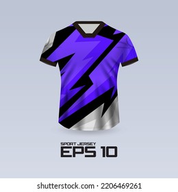 Sports racing jersey design. T-shirt design Front view Template for team uniform. Sports design for football, racing, jersey games. Vector.