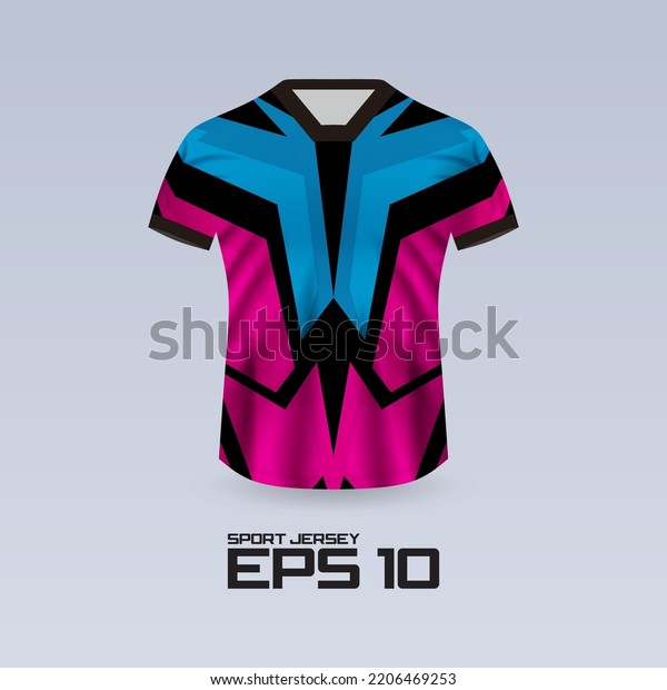 Sports racing jersey design. T-shirt design Front\
view Template for team uniform. Sports design for football, racing,\
jersey games. Vector.